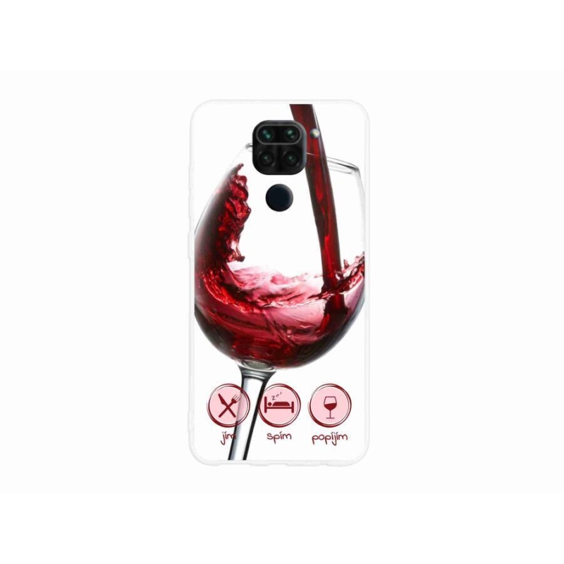 Gelový obal mmCase na mobil Xiaomi Redmi Note 9 - sklenička vína červené
