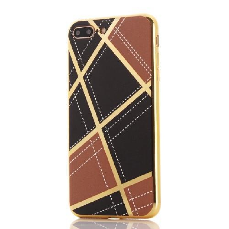 GeometricStyle obal se zlatými lemy na iPhone 7 Plus a iPhone 8 Plus - hnědý