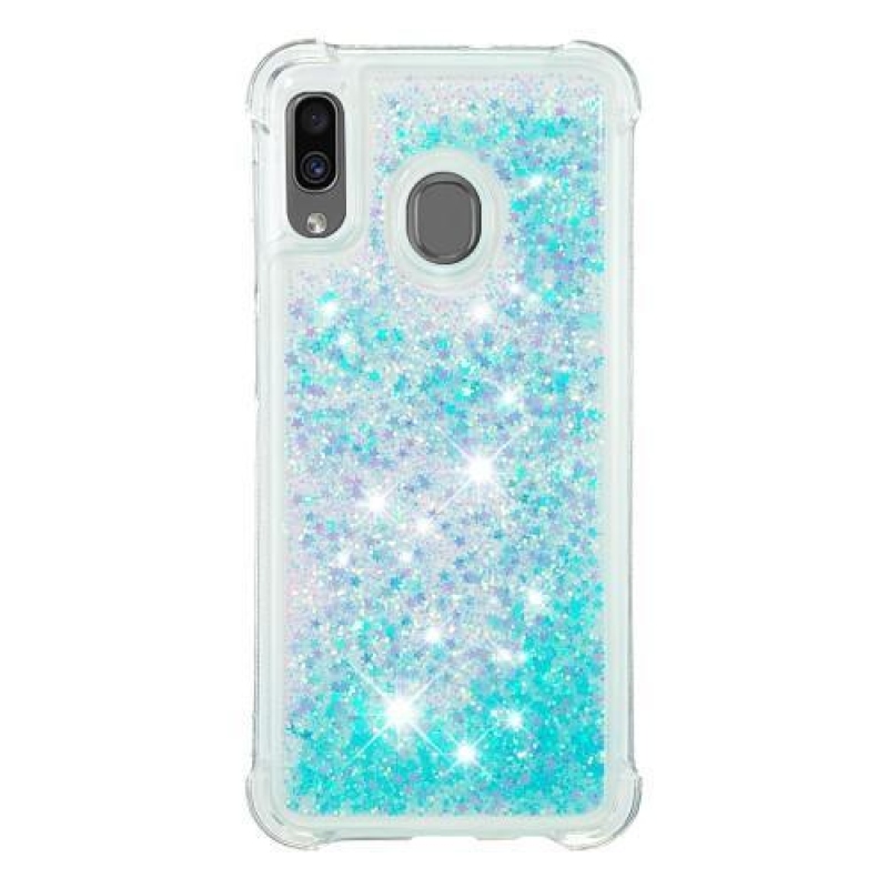 Glitter gelový obal na mobil Samsung Galaxy A30 / A20 - světlemodrý
