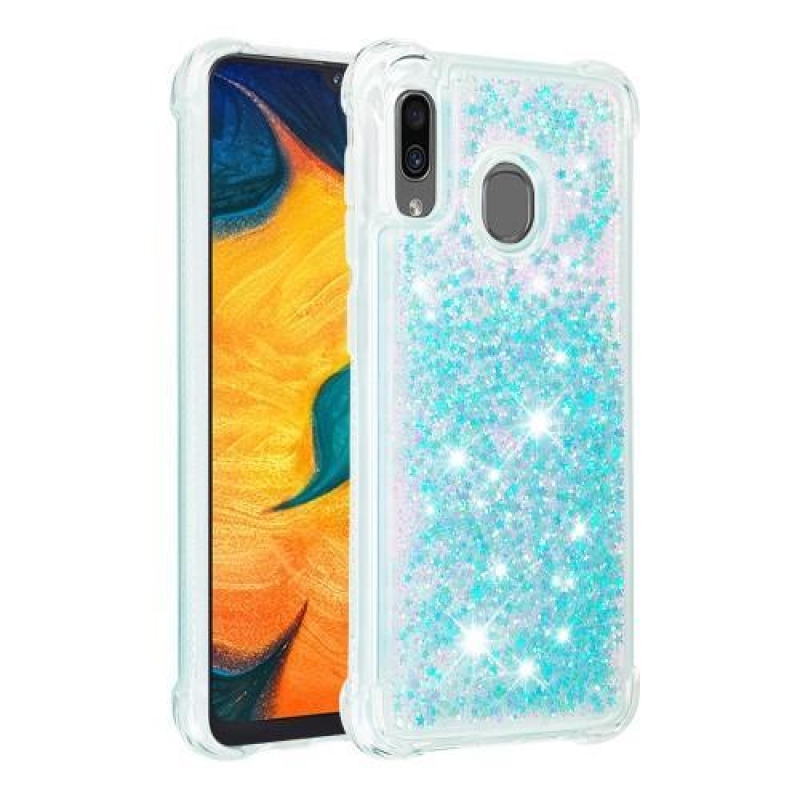 Glitter gelový obal na mobil Samsung Galaxy A30 / A20 - světlemodrý