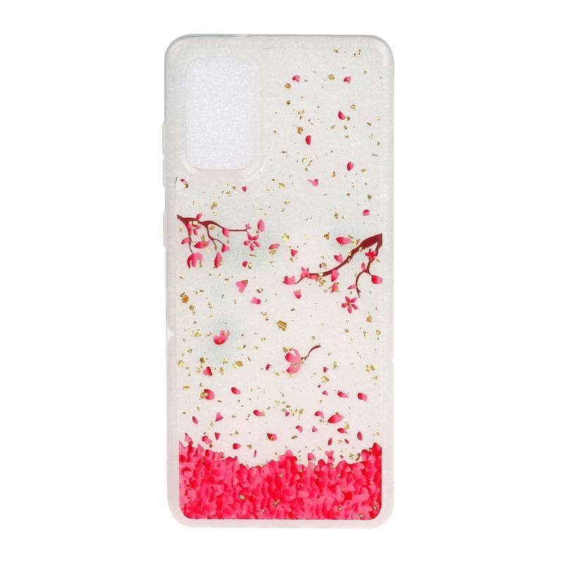 Glitter gelový obal na mobil Samsung Galaxy S20 - opadané květy