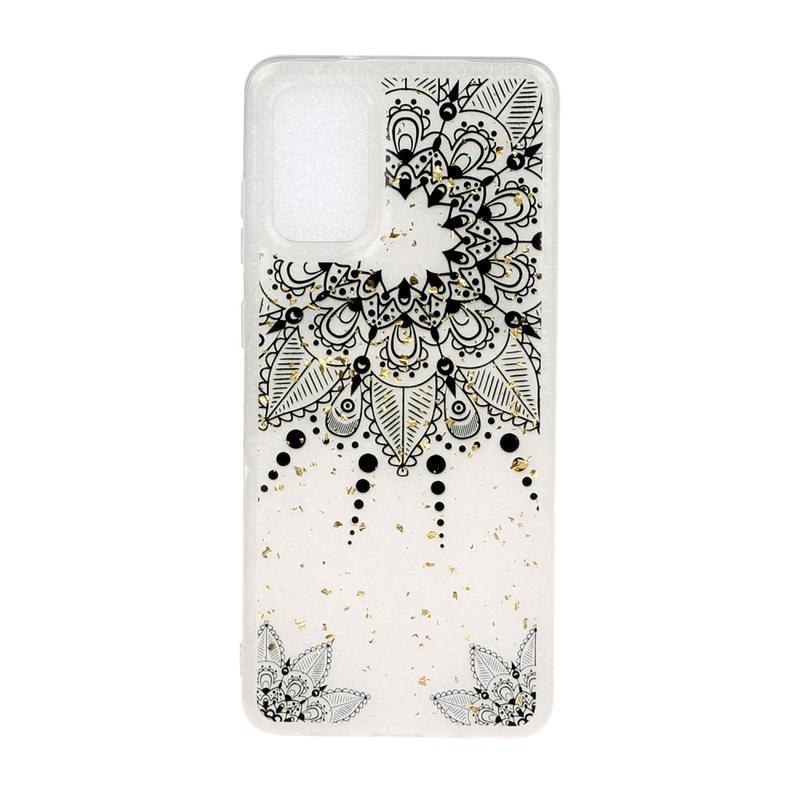Glitter gelový obal na mobil Samsung Galaxy S20 Plus - černá mandala