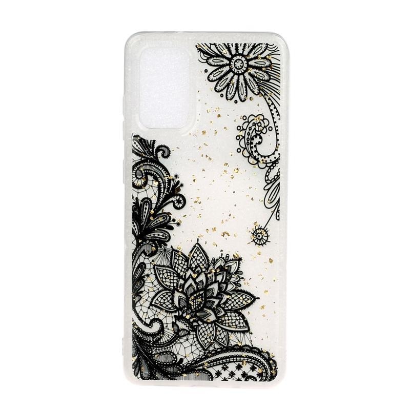 Glitter gelový obal na mobil Samsung Galaxy S20 Plus - krajkový květ
