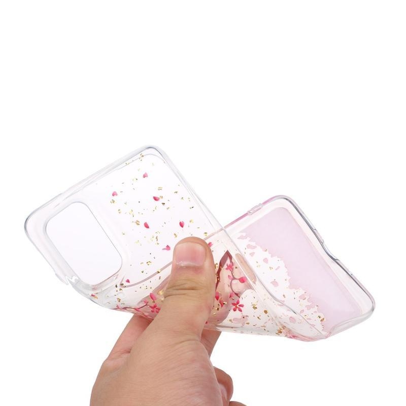 Glitter gelový obal na mobil Samsung Galaxy S20 Plus - okvětní lístky