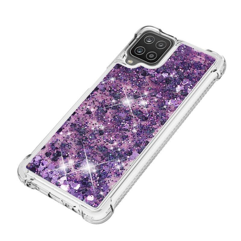 Glitter přesýpací gelový obal na mobil Samsung Galaxy A12/M12 - fialová