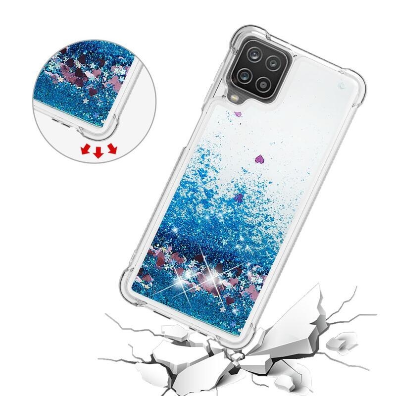 Glitter přesýpací gelový obal na mobil Samsung Galaxy A12/M12 - modrá