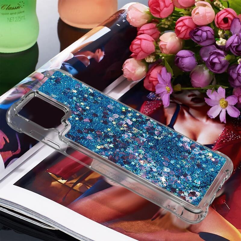 Glitter přesýpací gelový obal na mobil Samsung Galaxy A12/M12 - modrá