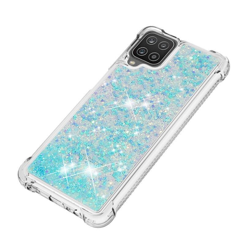 Glitter přesýpací gelový obal na mobil Samsung Galaxy A12/M12 - světlemodrá