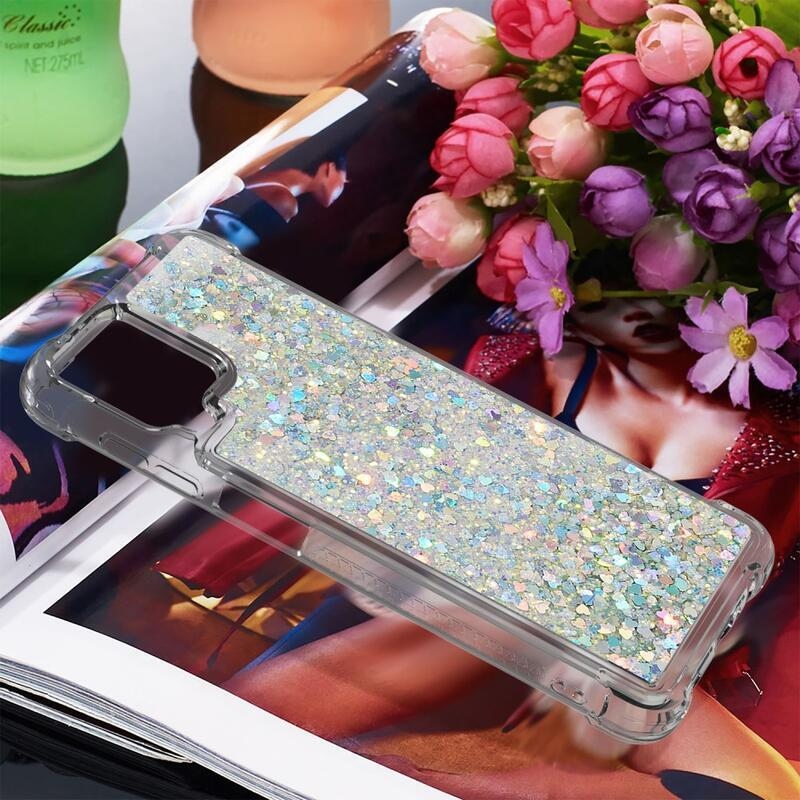 Glitter přesýpací gelový obal na mobil Samsung Galaxy A12/M12 - světlezelená