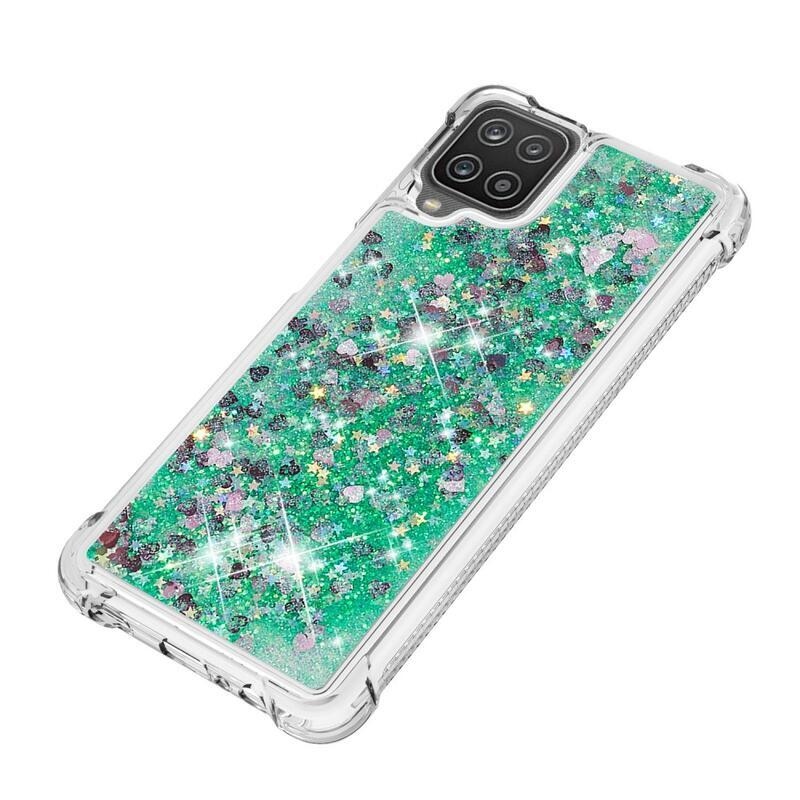 Glitter přesýpací gelový obal na mobil Samsung Galaxy A12/M12 - zelená