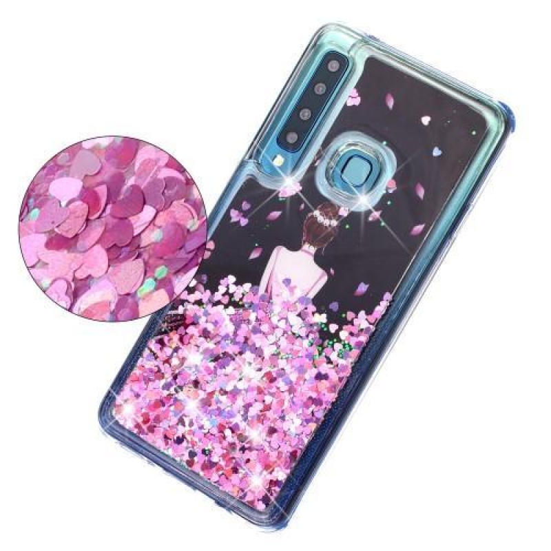Glitter přesýpací gelový obal na Samsung Galaxy A9 - krásná dívka