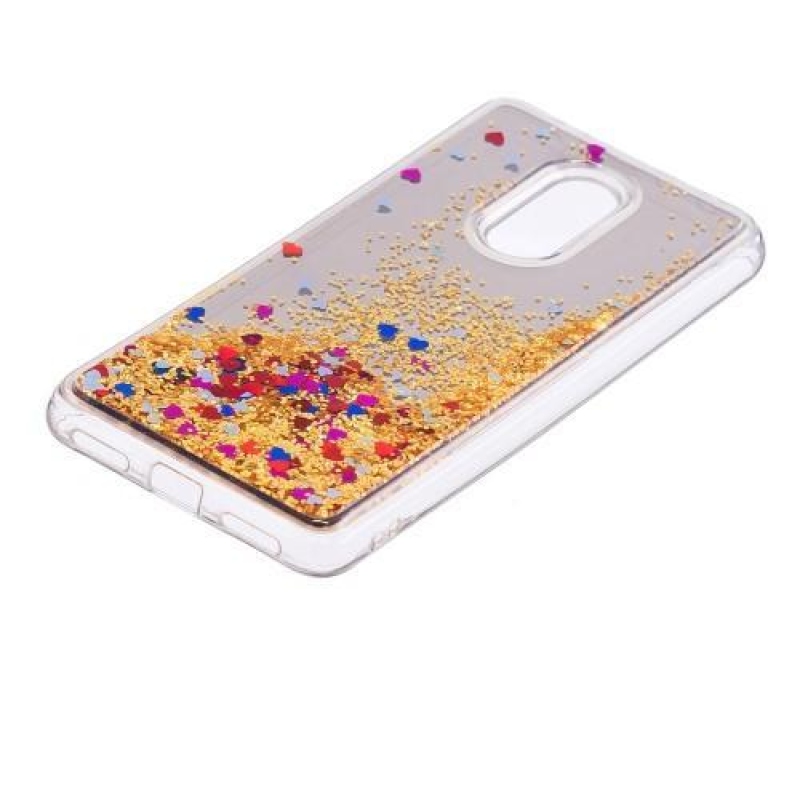 Glitter přesýpací gelový obal na Xiaomi Redmi 5 - zlatý