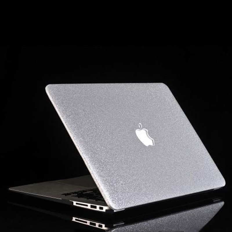 Glittery dvoudílné PU kožené/plastové pouzdro na MacBook Air 13.3 - stříbrný