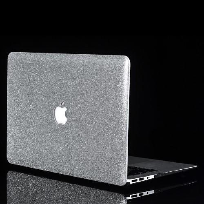 Glittery dvoudílné PU kožené/plastové pouzdro na MacBook Air 13.3 - stříbrný