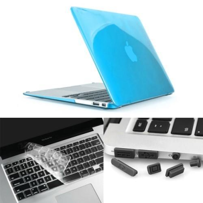Gloss sada plastový obal, protiprachová zástrčka a chránič klávesnice na MacBook Air 13.3 - světlemodrý