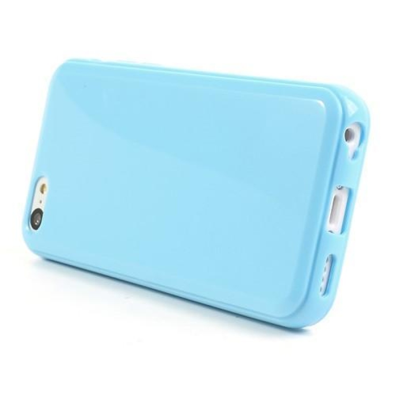 Glosy pastelový gelový obal na iPhone 5C - modrý