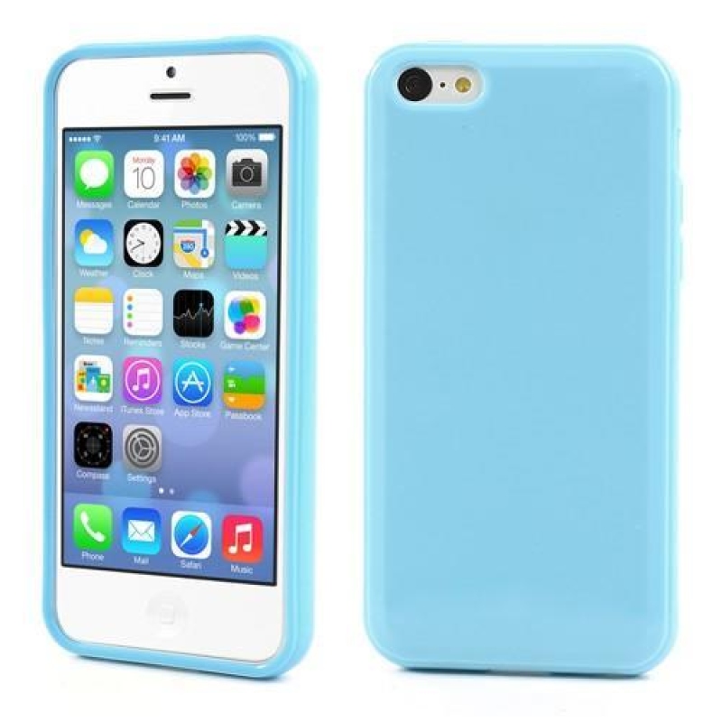 Glosy pastelový gelový obal na iPhone 5C - modrý