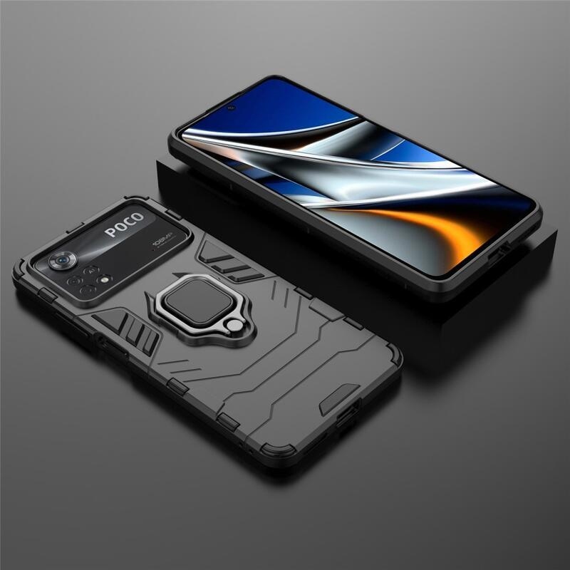 Guardy odolný hybridní kryt s úchopem na prst pro mobil Xiaomi Poco X4 Pro 5G - černý