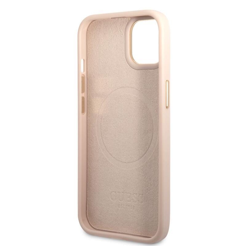 Guess gelový obal s pevnými zády s MagSafe na iPhone 14 Plus - růžový