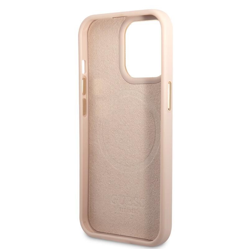 Guess gelový obal s pevnými zády s MagSafe na iPhone 14 Pro - růžový
