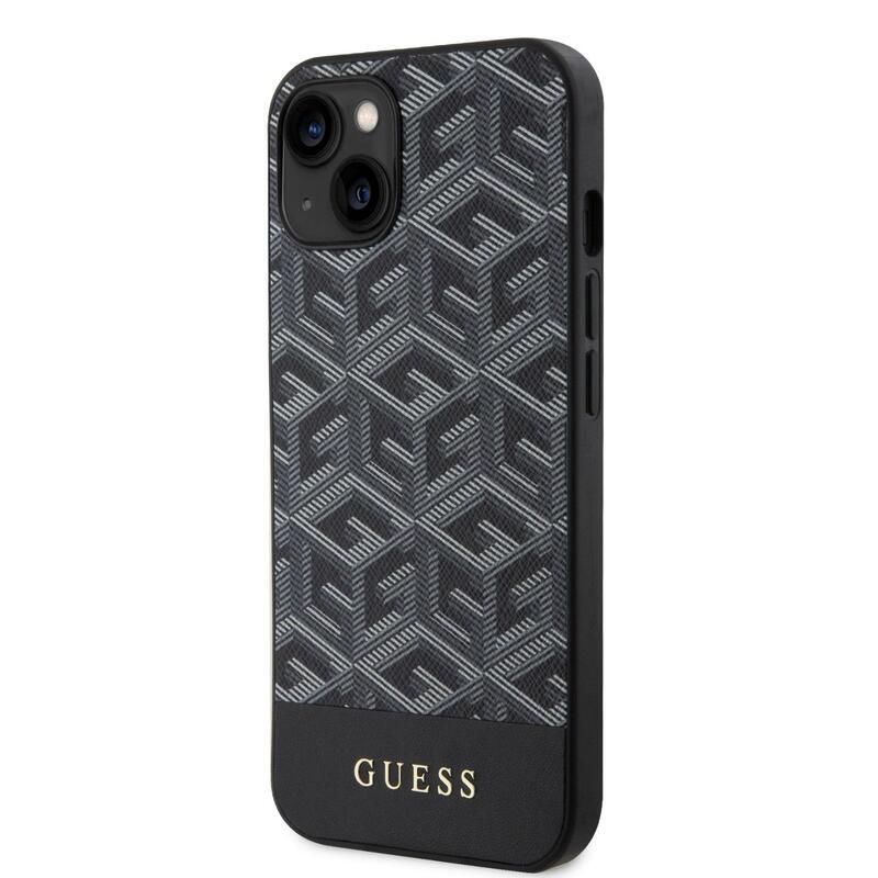 Guess PU cube gelový obal s podporou MagSafe na iPhone 13 - černý