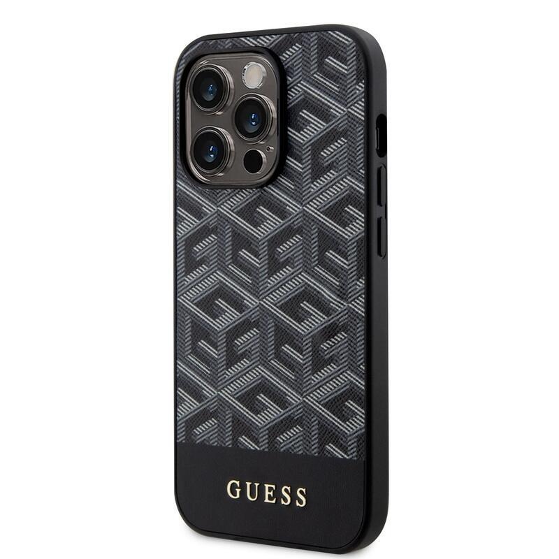Guess PU cube gelový obal s podporou MagSafe na iPhone 13 Pro - černý