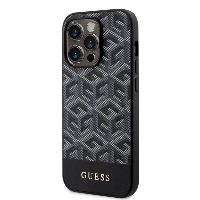 Guess PU cube gelový obal s podporou MagSafe na iPhone 14 Pro - černý