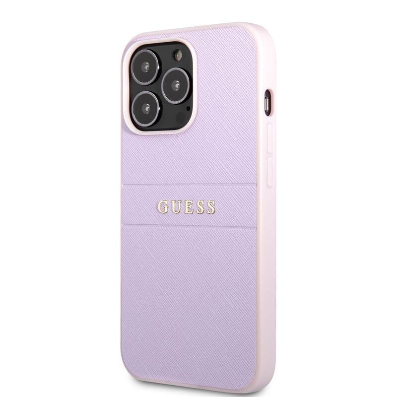 Guess PU saffiano gelový obal na iPhone 13 Pro - fialový