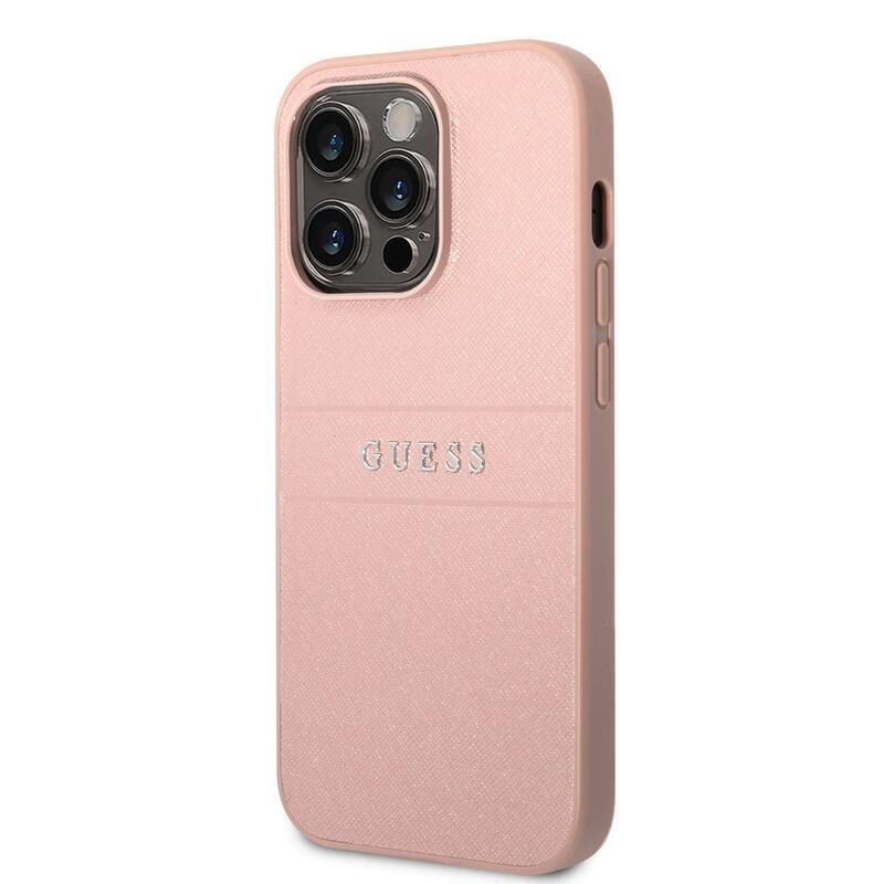 Guess PU saffiano gelový obal na iPhone 14 Pro Max - růžový