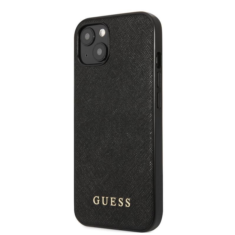 Guess saffiano silikonový obal s logem na iPhone 13 - černý