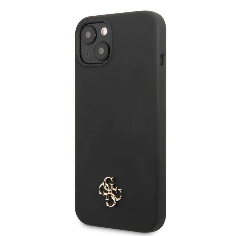 Guess silikonový obal s kovovým logem na iPhone 13 mini - černý