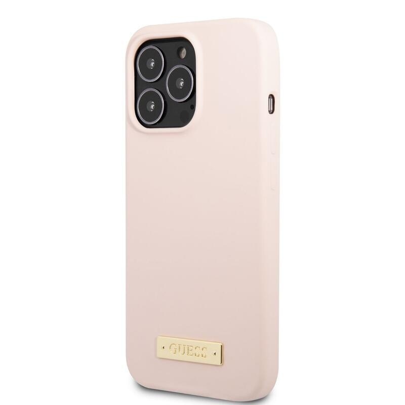 Guess silikonový obal s podporou MagSafe na iPhone 13 Pro - růžový