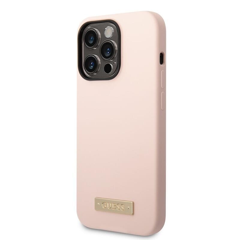 Guess silikonový obal s podporou MagSafe na iPhone 14 Pro - růžový