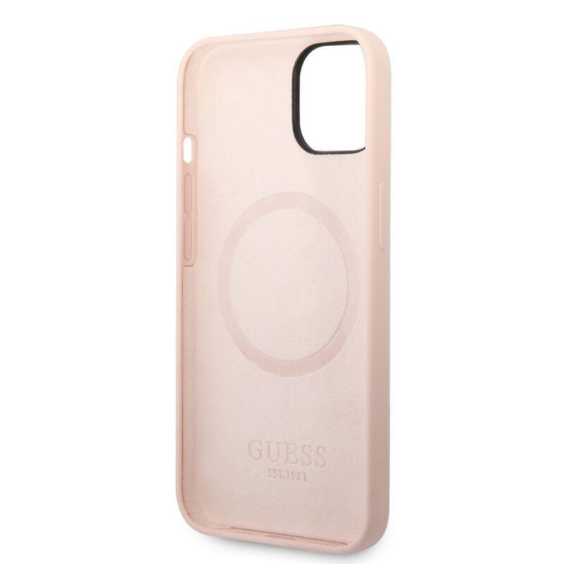 Guess silikonový obal s podporou MagSafe na iPhone 14 - růžový