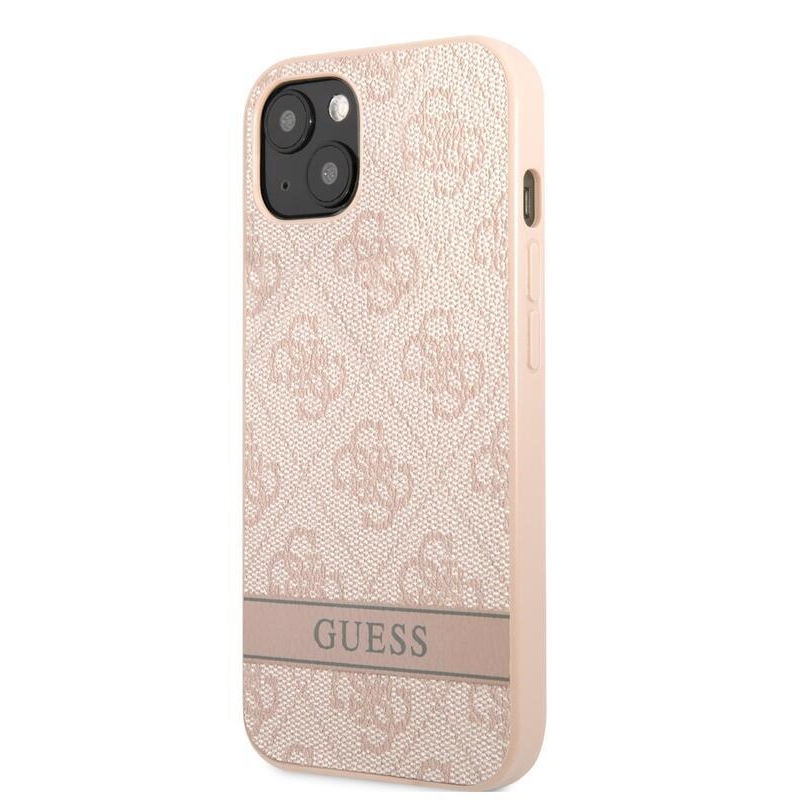 Guess stripe gelový obal s pevnými zády na iPhone 13 mini - růžový