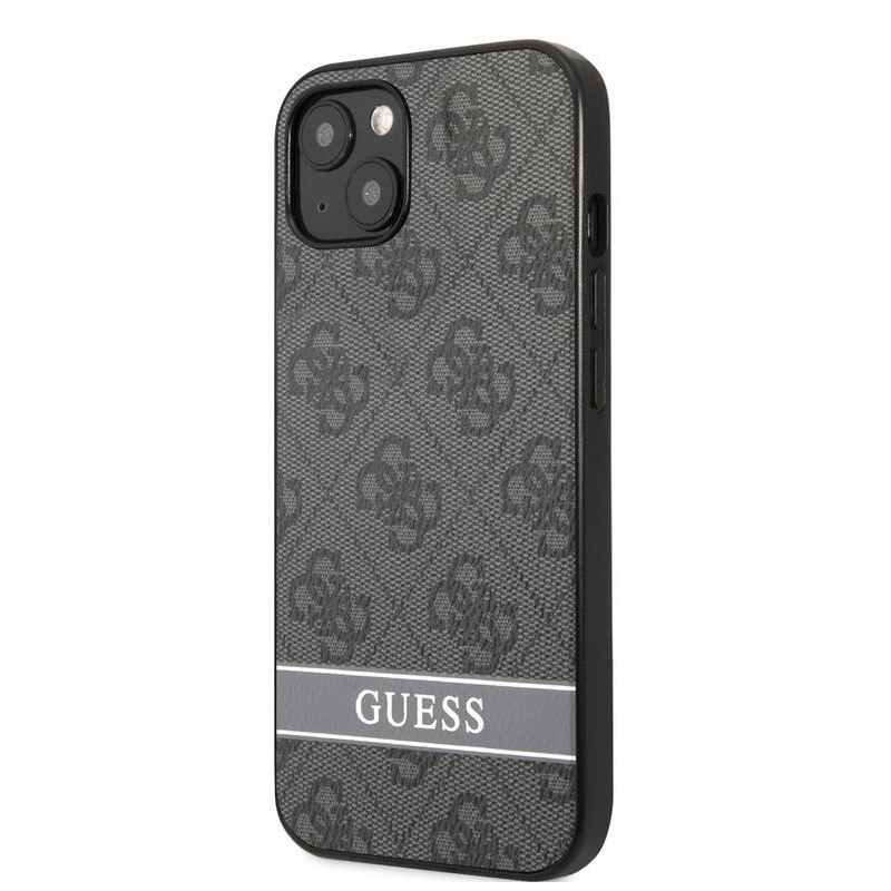Guess stripe gelový obal s pevnými zády na iPhone 13 - šedý