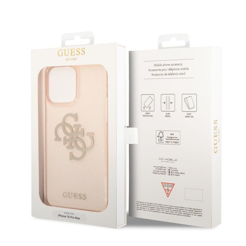 Guess třpytivý gelový obal na iPhone 14 Pro Max - zlatý