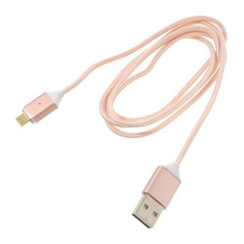 GX7 tkaný micro USB kabel s magnetickým odjímáním - 1m - růžovozlatý