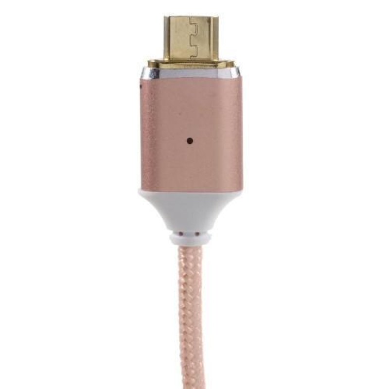 GX7 tkaný micro USB kabel s magnetickým odjímáním - 1m - růžovozlatý