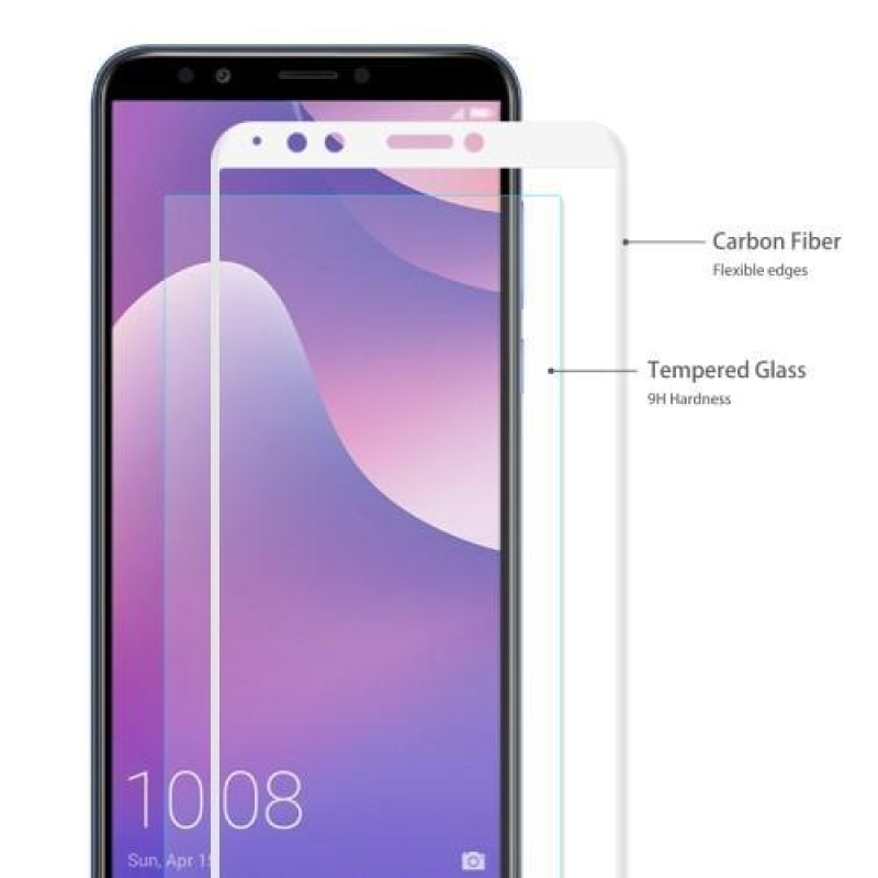 H2P celoplošné 3D tvrzené sklo na mobil Huawei Y7 Prime (2018) a Honor 7C - bílé