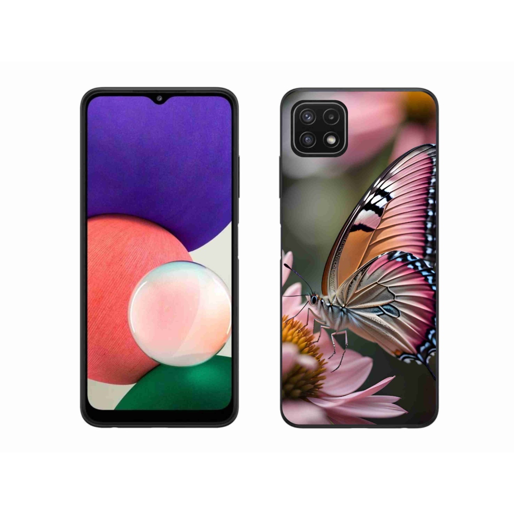 Gelový kryt mmCase na Samsung Galaxy A22 5G - barevný motýl