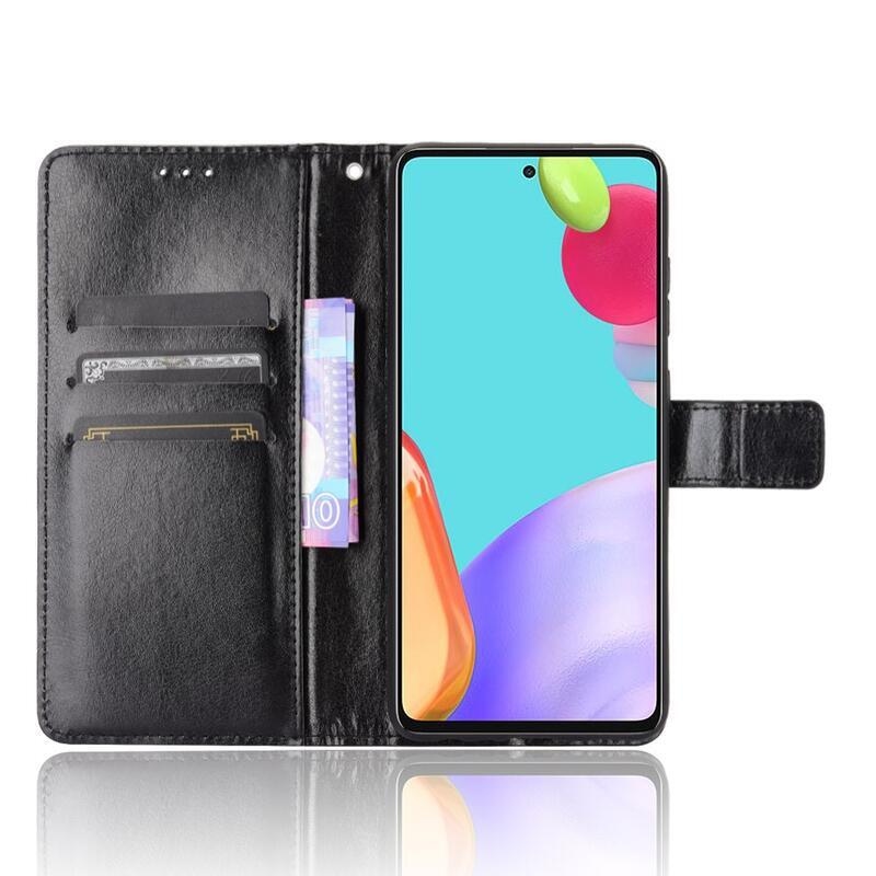 Horse PU kožené peněženkové pouzdro na mobil Samsung Galaxy A72 5G/4G - černé