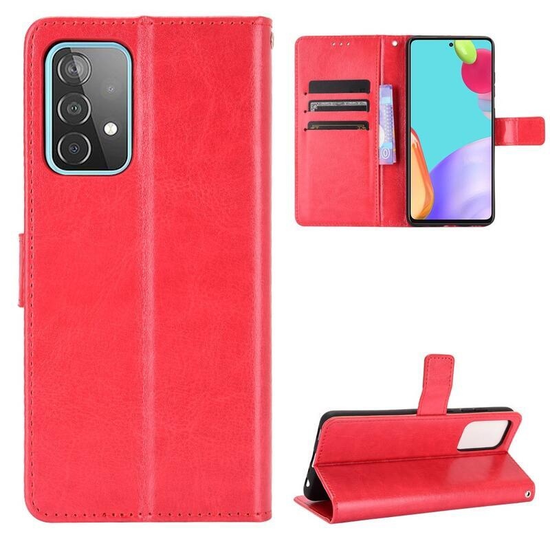 Horse PU kožené peněženkové pouzdro na mobil Samsung Galaxy A72 5G/4G - červené