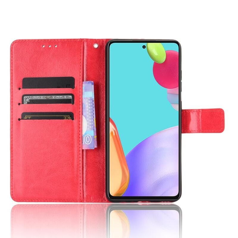 Horse PU kožené peněženkové pouzdro na mobil Samsung Galaxy A72 5G/4G - červené