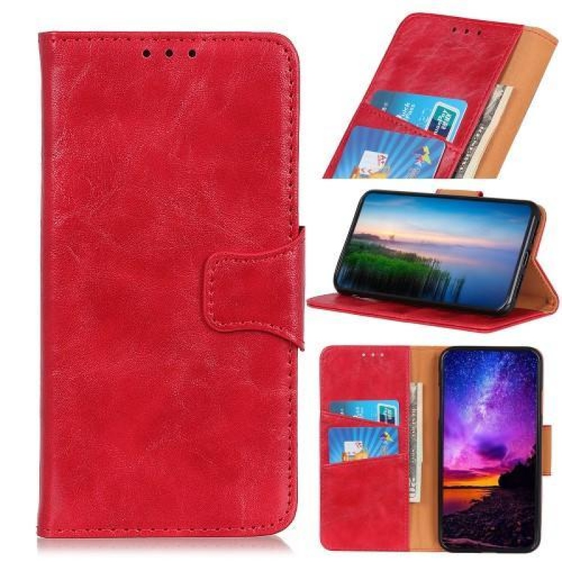 Horse PU kožené peněženkové pouzdro na mobil Samsung Galaxy A80 - červené