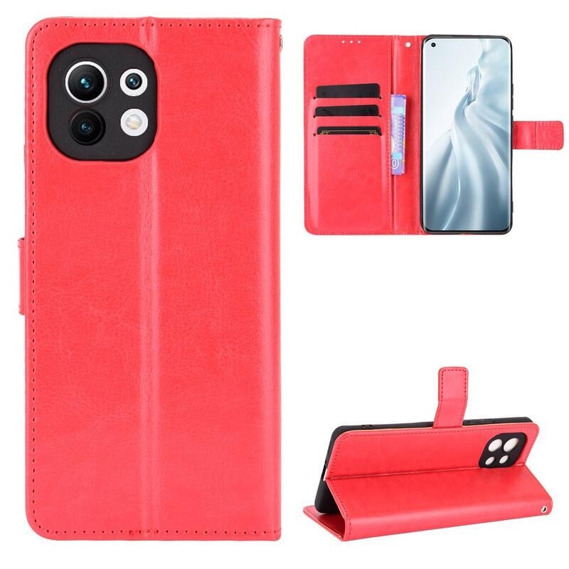 Horse PU kožené peněženkové pouzdro na mobil Xiaomi Mi 11 - červené