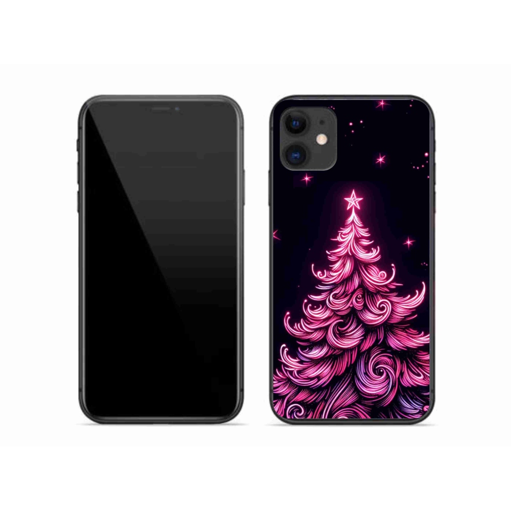 Gelový kryt mmCase na iPhone 11 - neonový vánoční stromek 2