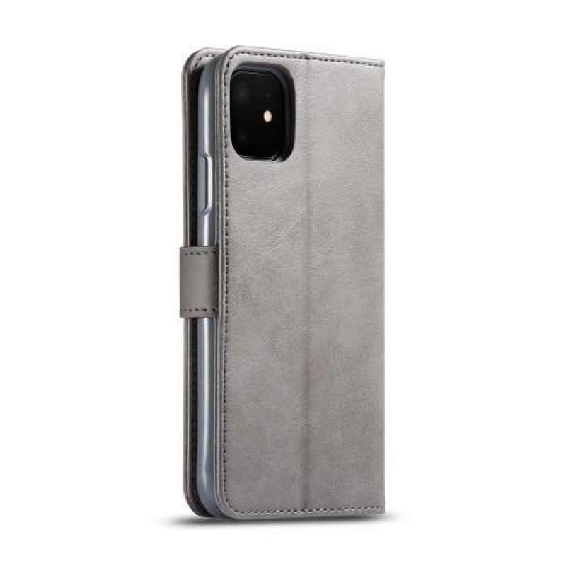 Imeek PU kožené peněženkové pouzdro na mobil Apple iPhone 11 6.1 (2019) - šedé
