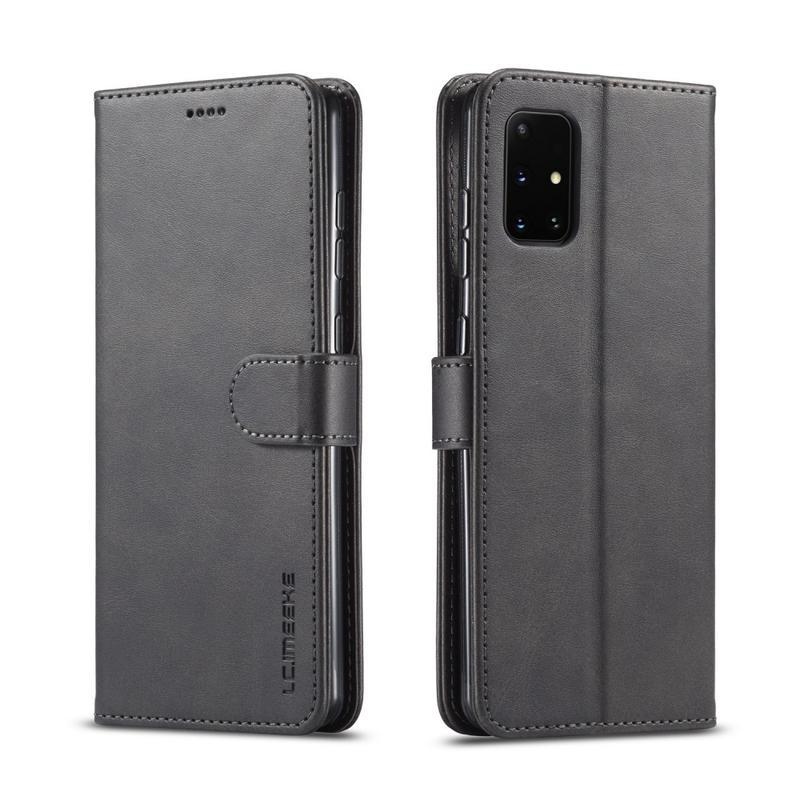 IMEEKE PU kožené peněženkové pouzdro na mobil Samsung Galaxy A31 - černé