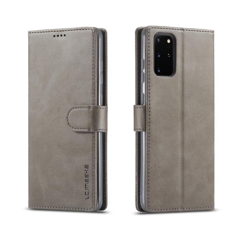 IMEEKE PU kožené peněženkové pouzdro na mobil Samsung Galaxy S20 Plus - šedé